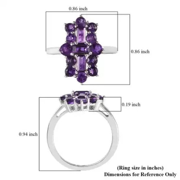 Amethyst Elongated Ring In Platinum Over Sterling Silver 2.00 ctw - Picture 9 of 9